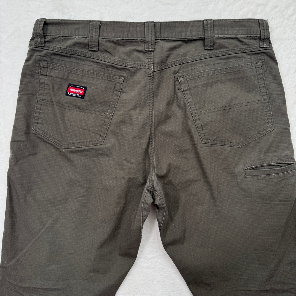Wrangler‎ Workwear Pants Mens Olive Green Ripstop Utility Straight Leg - Picture 10 of 14